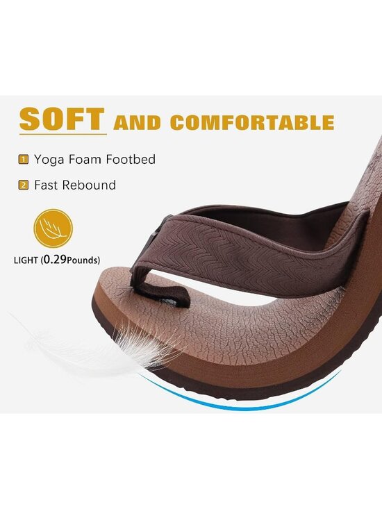 Men\'s Coffee Brown Yoga Mat Flip Flops Slip On Indoor Outdoor Sandal Slipper main image 4